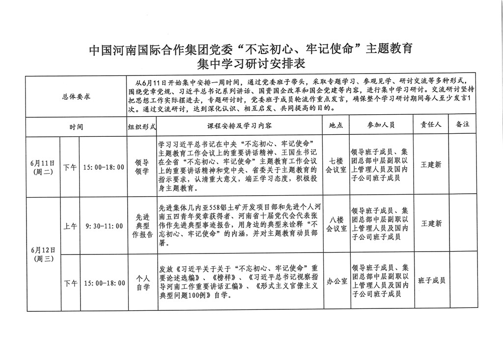 集团领导班子“不忘初心、牢记使命”主题教育集中学习研讨方案